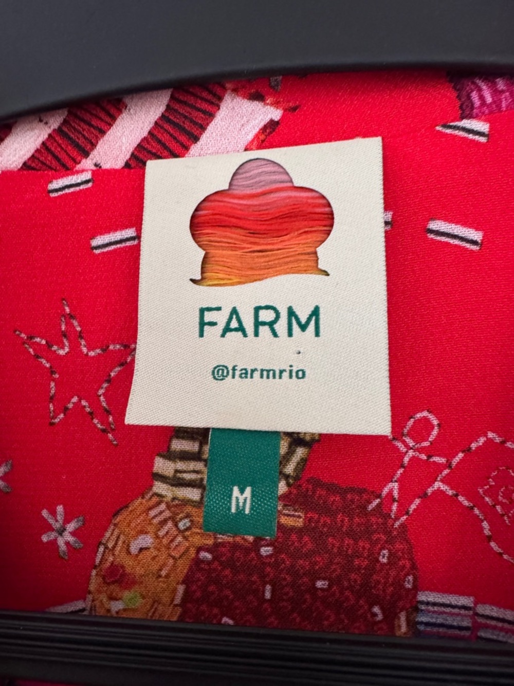 Farm Rio Carnival long sleeve‎ maxi dress red, size medium - Picture 5 of 8